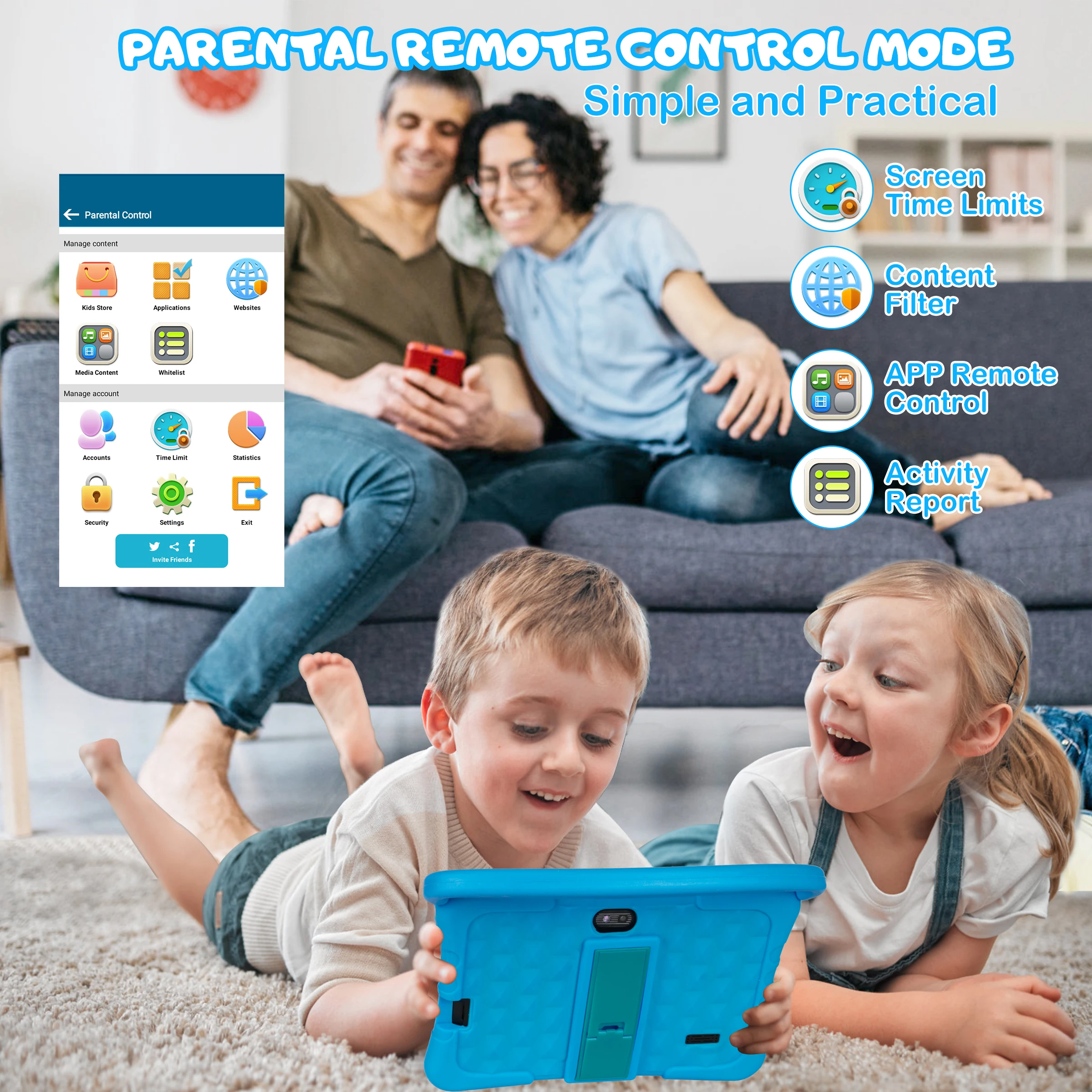 Factory Price Android Tablet for Kids Ram 3GB Rom 32GB 7 Inches Tablet for Children Educational Gaming Tablette Android