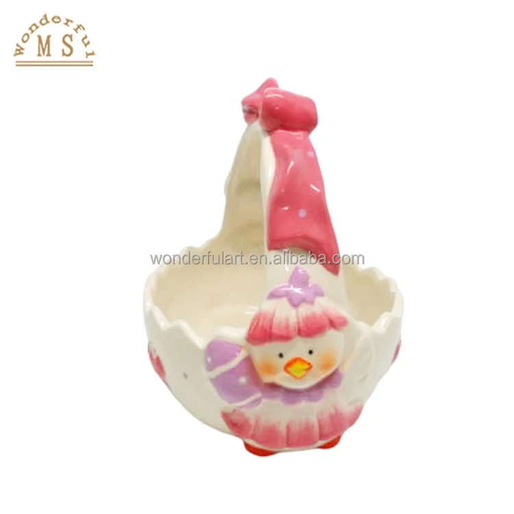 Ceramic Children Cartoon Yellow chicken flower Plate Bowl Cup porcelain Cutlery tray Dinnerware Sets for Easter Holiday&Party