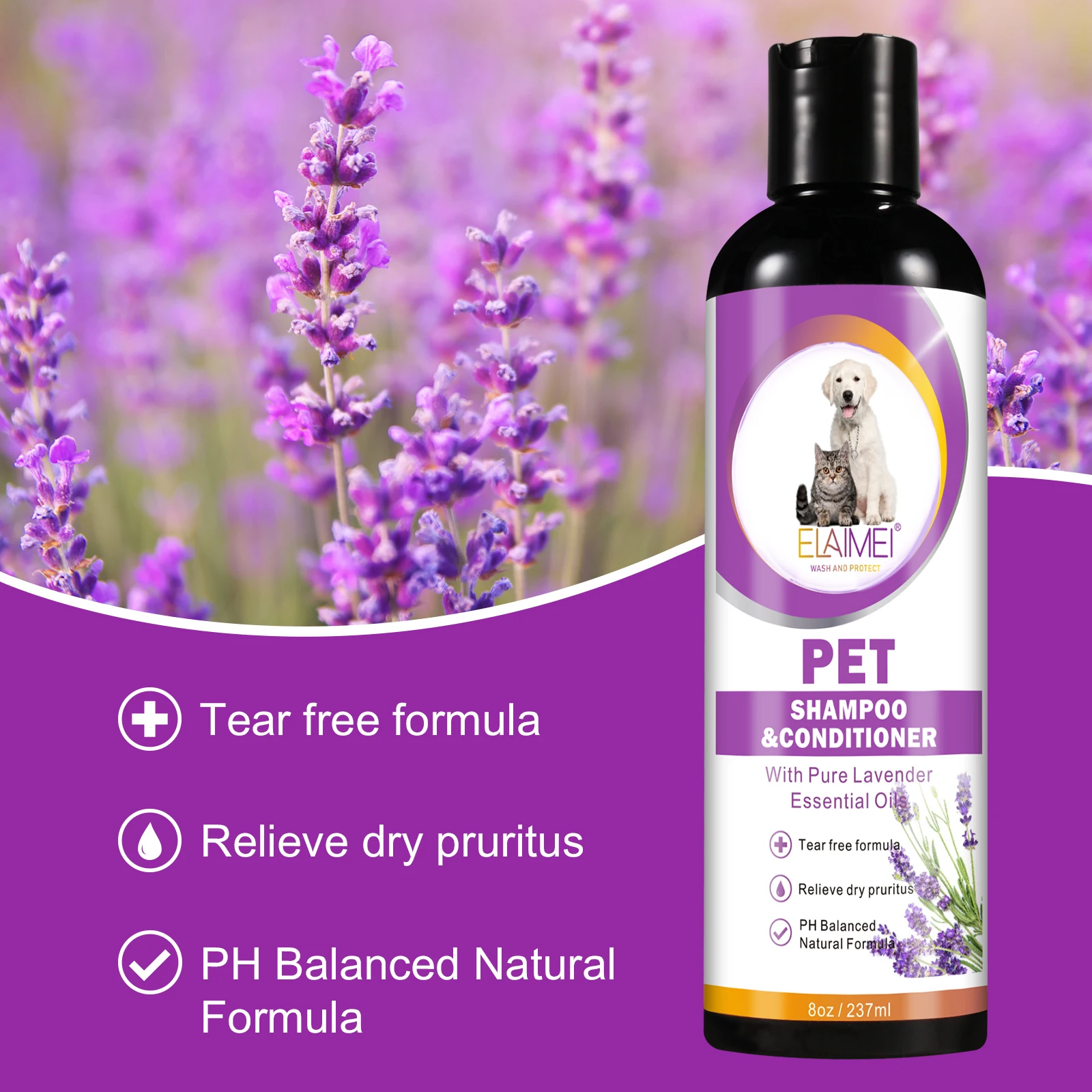 Elaimei Organic Pet Shampoo And Conditioner With Pure Lavender ...