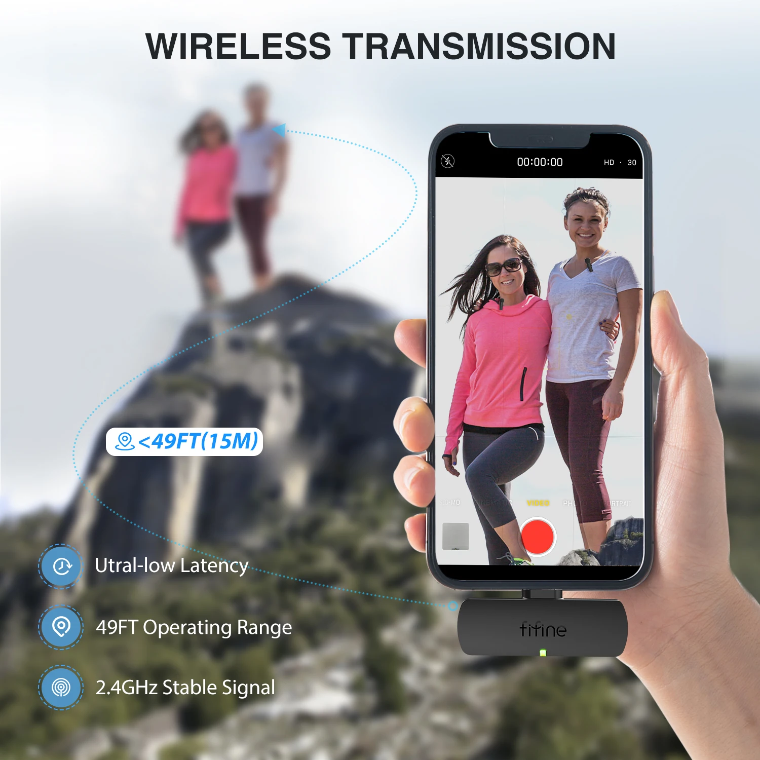 For Fifine M8 2-in-1 Clip-on Lapel Microphone Wireless Omnidirectional Microfono Inalambrico Mini Microfone for Recording