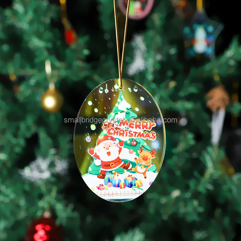 Xmas Tree Decoration Crystal Pendants Shinning Crystals personalized Glass Pendant manufacture