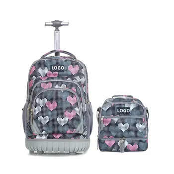 Hot Sell Waterproof Schoolbag Series Wheel Bag Lunch Bag for Kids School with Crossbody Bag for Boys Girls