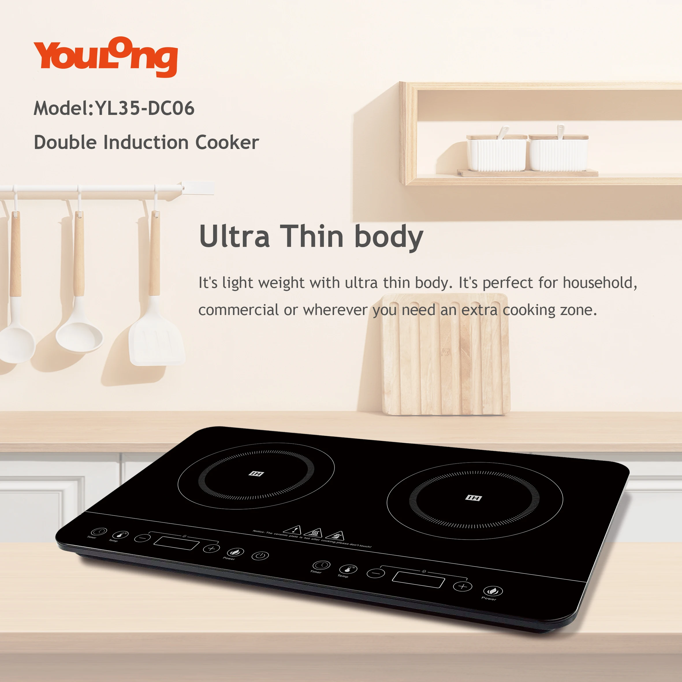 Online Trade Show Hot Sales Slim Design Freestanding 2 Burner Electric