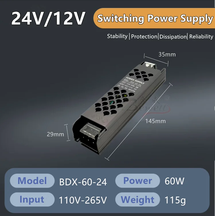 12V 24V Switch Mode Power Supply 45W 60W 100W 150W 200W 300W 400W Transformador 12V for Led Strip Light