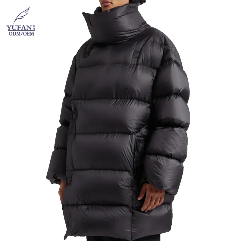 Yufan Oem Long Black Down Jacket For Men Oversized Customized Winter