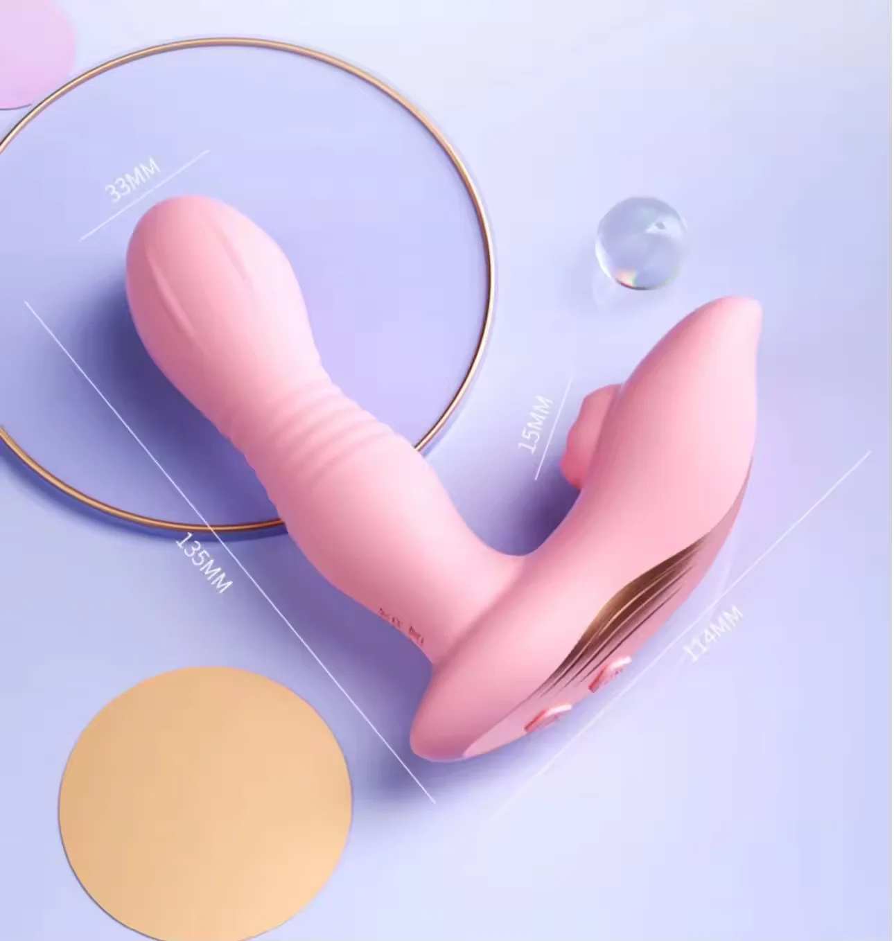 Clitoral vibrator with suction cup base and remote control unit