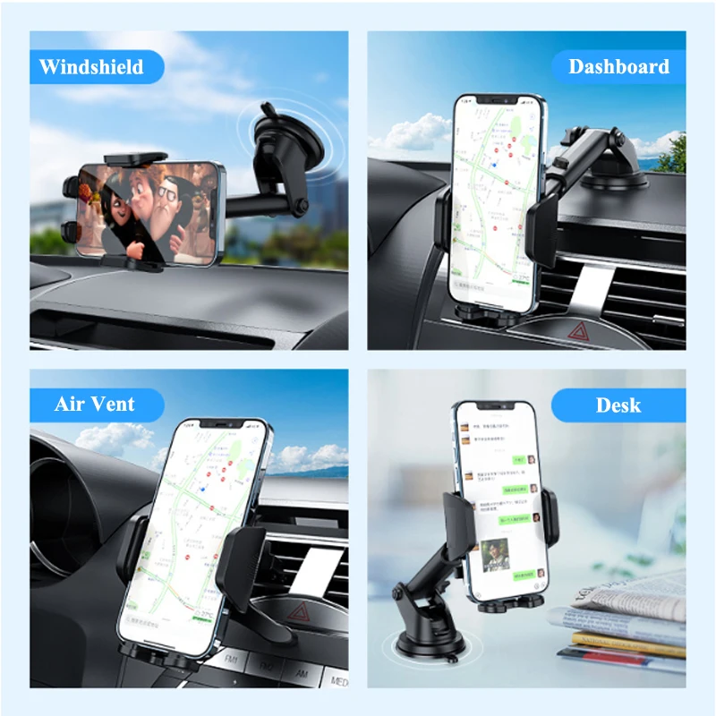 ChengBang Military-Grade Protection Phone Mount Sticky Suction Dash Car Mount Phone Holder Compatible with 4-7" Mobile Phones