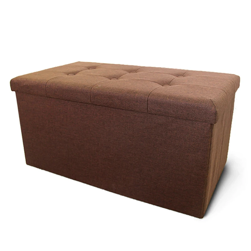 HStex Custom Ottoman Modern Furniture Sofa Set Fabric Stool Gray Folding Storage Stool Pouf with 6 Buttons