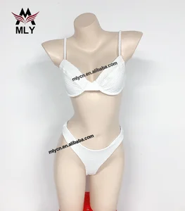 Custom High Quality Women White Swimsuit  Strappy Two Piece High Waist Bathing Suit Bikini Female Swimwear