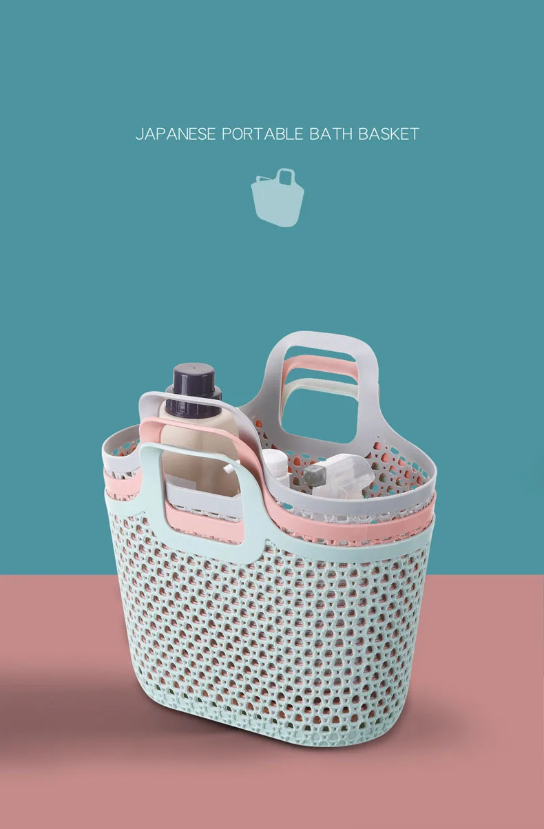 Soft hand carrying basket Japanese style Nordic style basket Plastic washing basket Bathroom factory