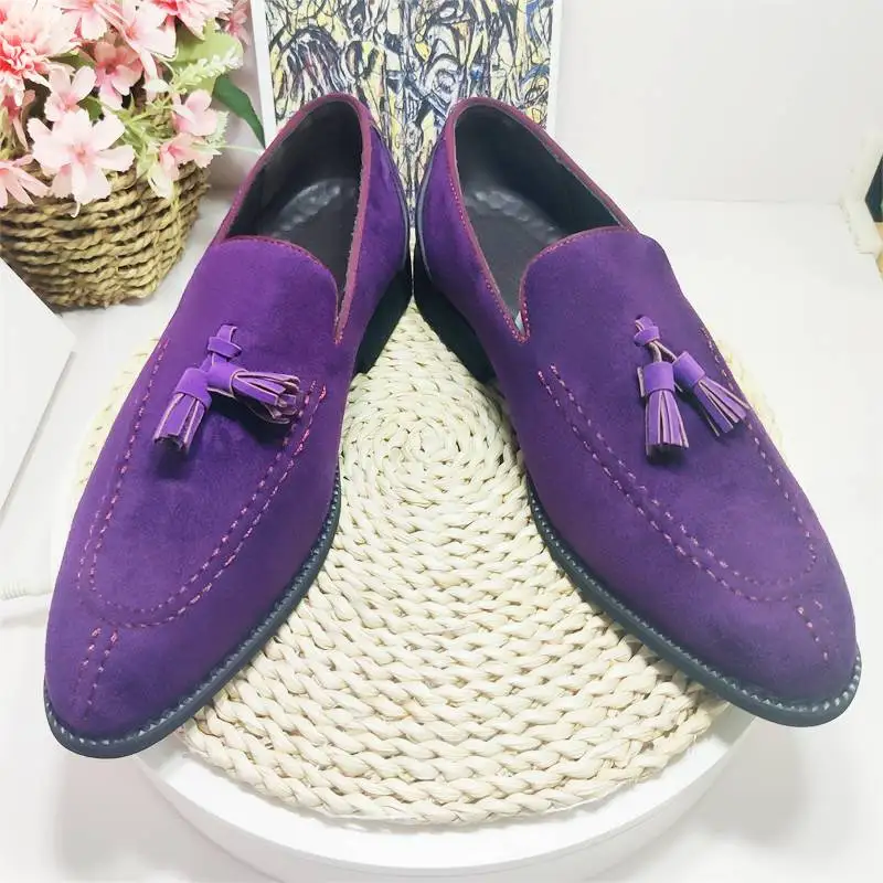 Durable Fashion Slip On Suede Leather Classic Mens Tassel Loafer Dress Shoes