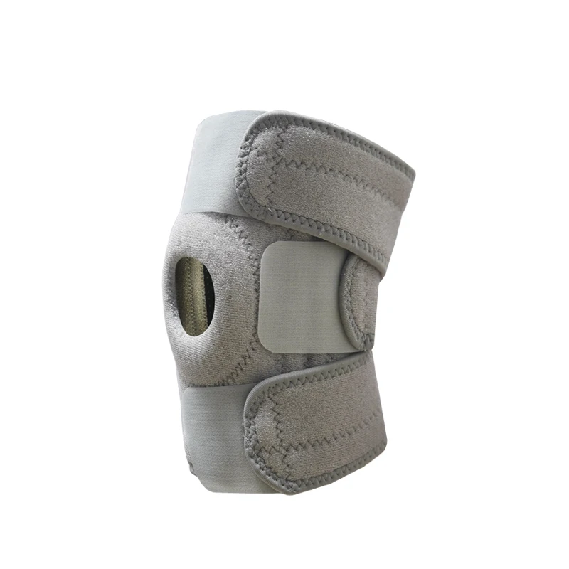 Grey Adjustable Knee Brace Support (Pair) with Dual Spring Stabilizers