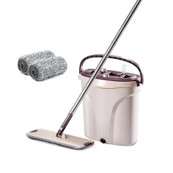 NEW CONCEPT MOPX6 Hand Free Squeeze Flat Mop Bucket with Clean and Dirty water Seperated System