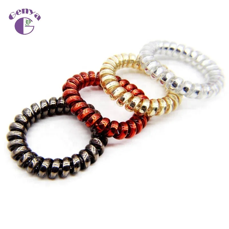 Telephone Wire  Spiral Elastic Band  Bracelet  Ponytail Holder   Metallic Colors Hair Rubber