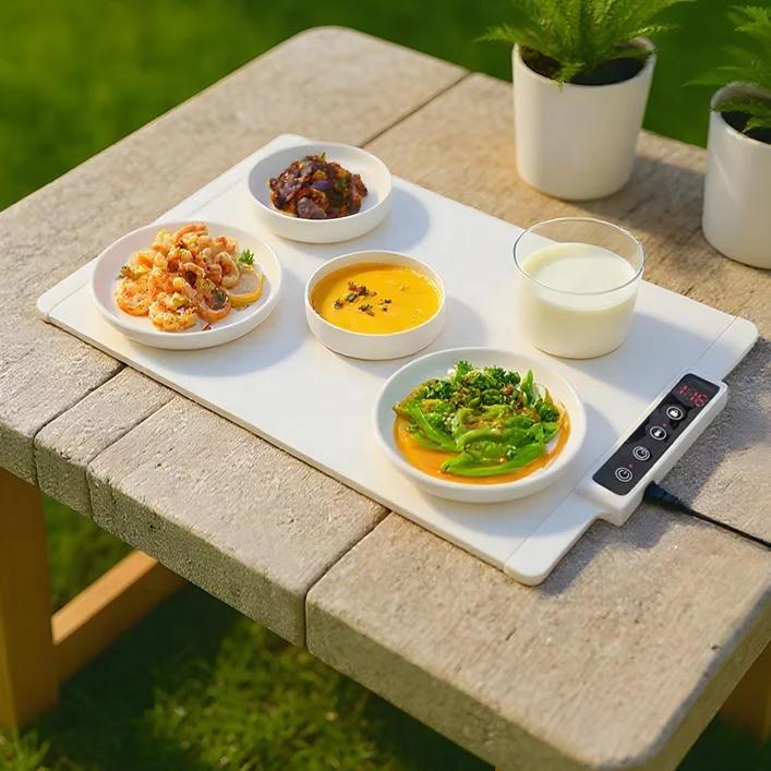 電気シリコーン食品保温プレート 急速加熱 定温プレート 折りたたみ式 多機能 保温 タッチコントロール 3