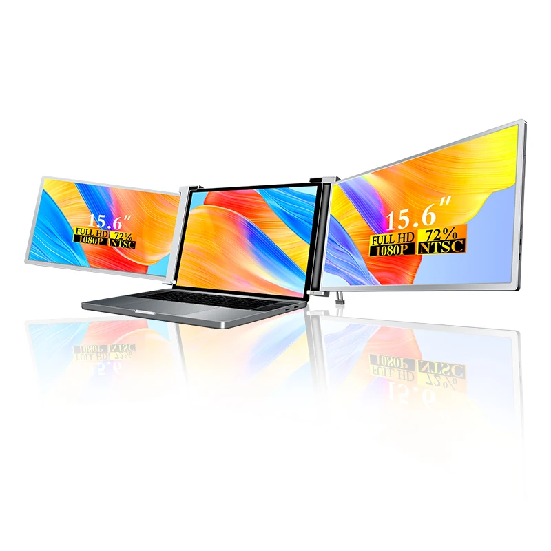 Expandable Bracket FHD Plug and Play Portable LED Screen Folding Monitor 15.6 Inch Multi-screen Triple Monitor for Laptops