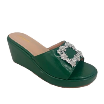 Wholesale Custom Open Toe Women Comfort Outside Casual Wedge Heel Sandals with Diamond