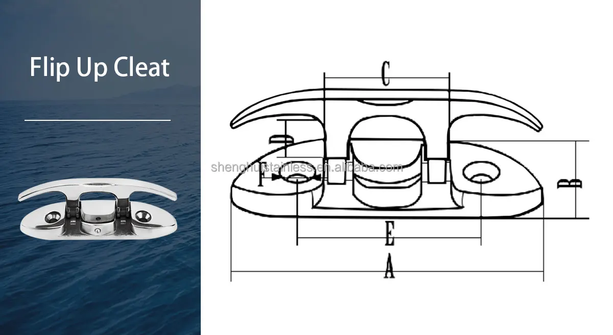 product shenghui stainless steel 316 boat parts cleat flip up boat fender cleat dock cleat pop up boat folding cleats-2
