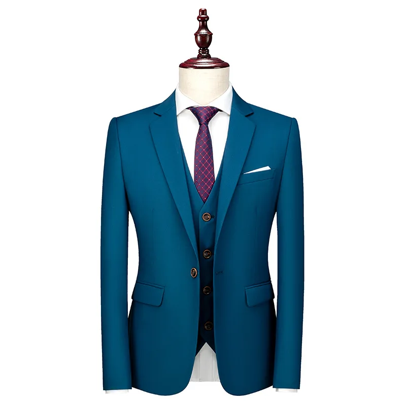chaleco chaqueta delgada de moda casual blazer Trajes de lino vintage de 3 piezas pantalones smokedo for bodas y negocios 