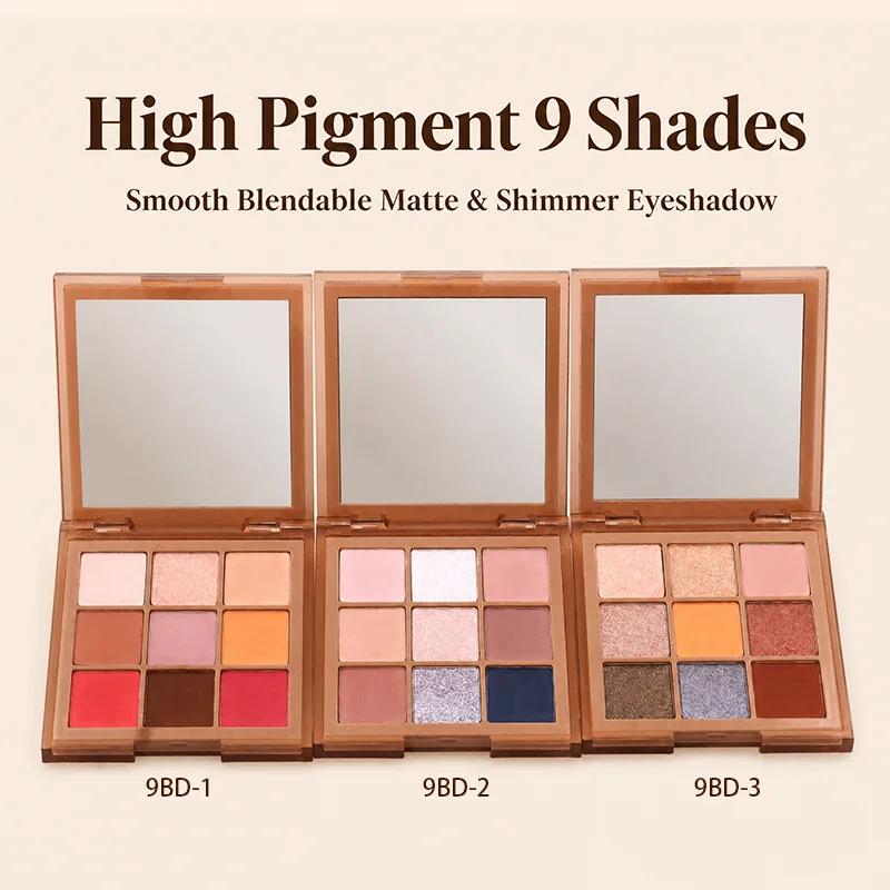 product 9 pan matte shimmer eyeshadow palette with cruelty free formula option wholesale private label cosmetic supplier-2