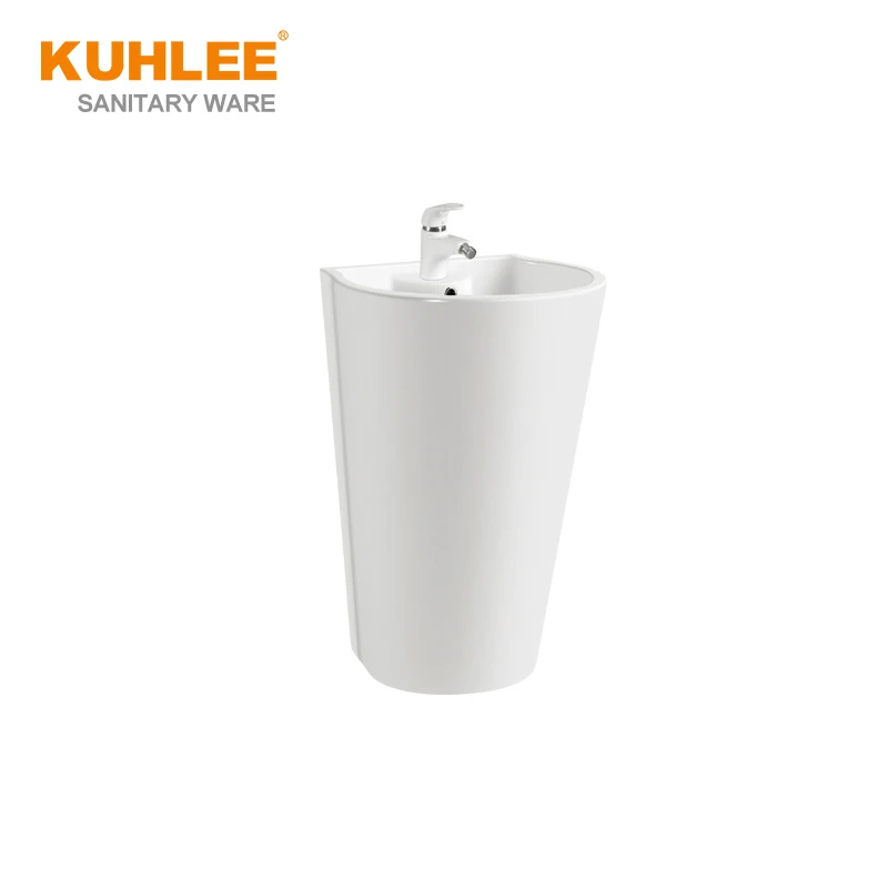 Free standing Wash Basin Sanitary Ware Bathroom Ceramic Wash Hand Pedestal Basin