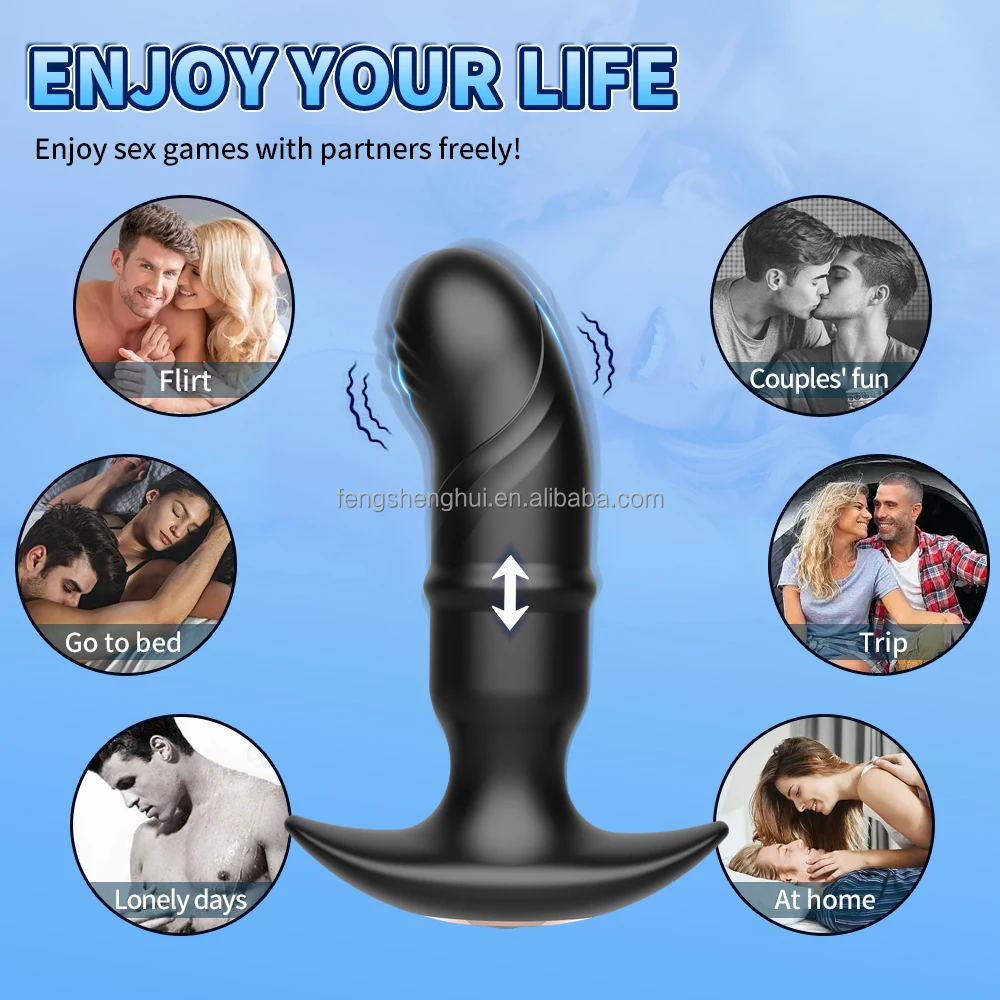 Man Nuo Remote-Controlled Pleasure Pulse Pulsing Prostate Massager Telescopic Vibrating Section for Male Perineum Anal Sex Toys