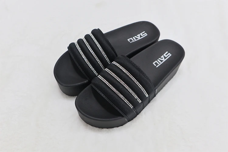 STK88S1  High Heel Multi Color Sandals Women High Heel rainbow Flat Form Shoes Summer Wedge Sandals slippers With Diamond