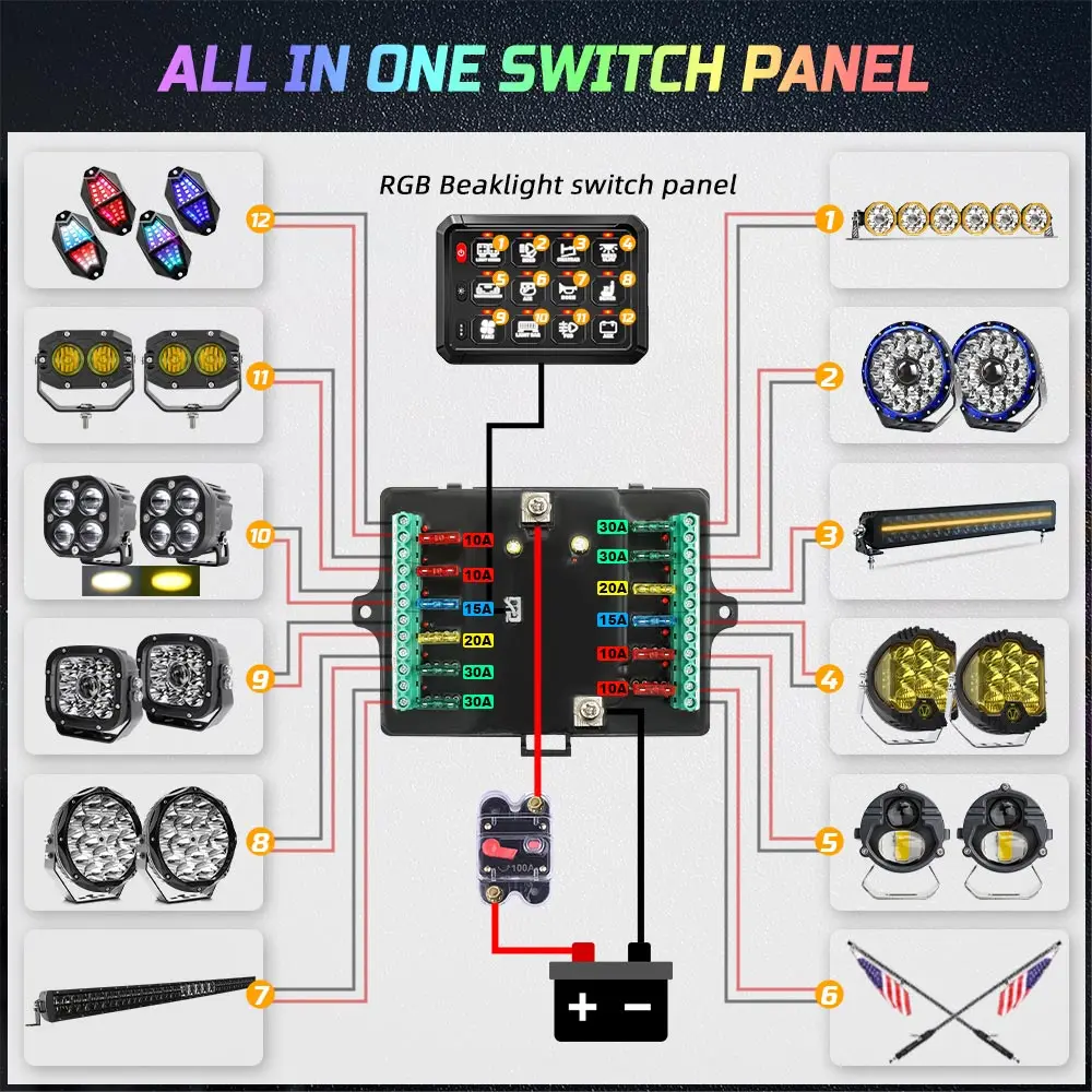 Newest Auto Car Switch Box 12v 24v,Off Road Light 12 Gang Switch Panel ...