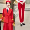 Blazer e pantaloni rossi da donna