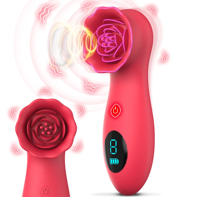 Lcd Display 9 Vibration Modes Rose Flower G-Spot Vibrator Female Clitoral Nipple Stimulator Tapping Rose Clit Vibrator for Women