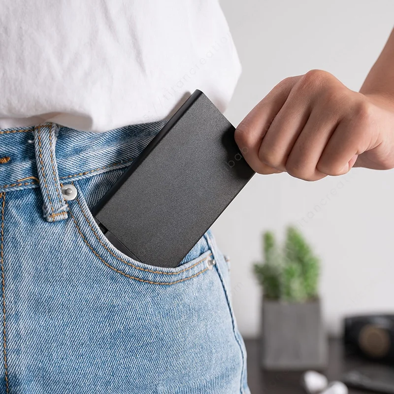 Лидер продаж, дешевый Rfid Бумажник по заводской цене, умный бумажник, мужской минималистичный бумажник, выдвижной держатель для карт