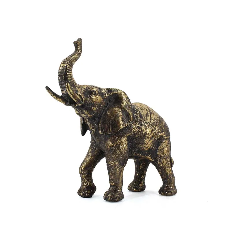 Wholesale antique gold interior handmade elephant resin animal sculpture table top gifts for kids room