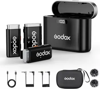 GODOX WEC Wireless Lavalier Microphone 24H 200m Wireless Range Lavalier Lapel Mic Recording Noise Cancellation Compact