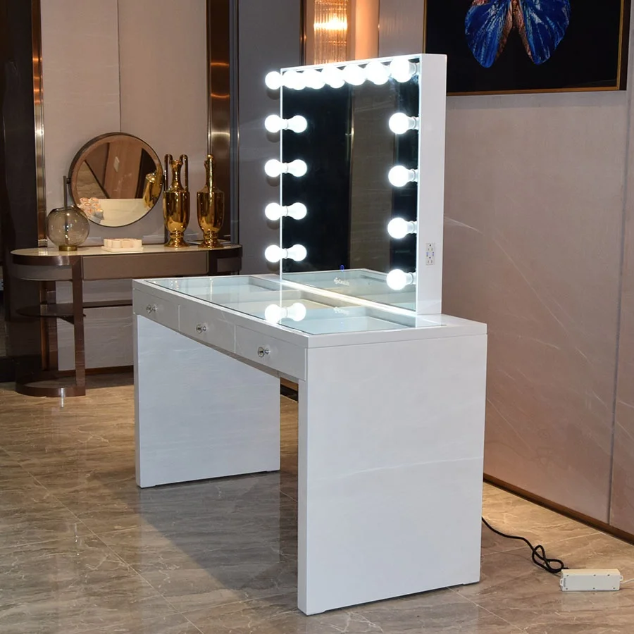 Vanity Dresser Girls Lighted Mirror Dressing Table with Drawers Stock in USA! Docarelife Luxury Bedroom Furniture Bedroom Sets