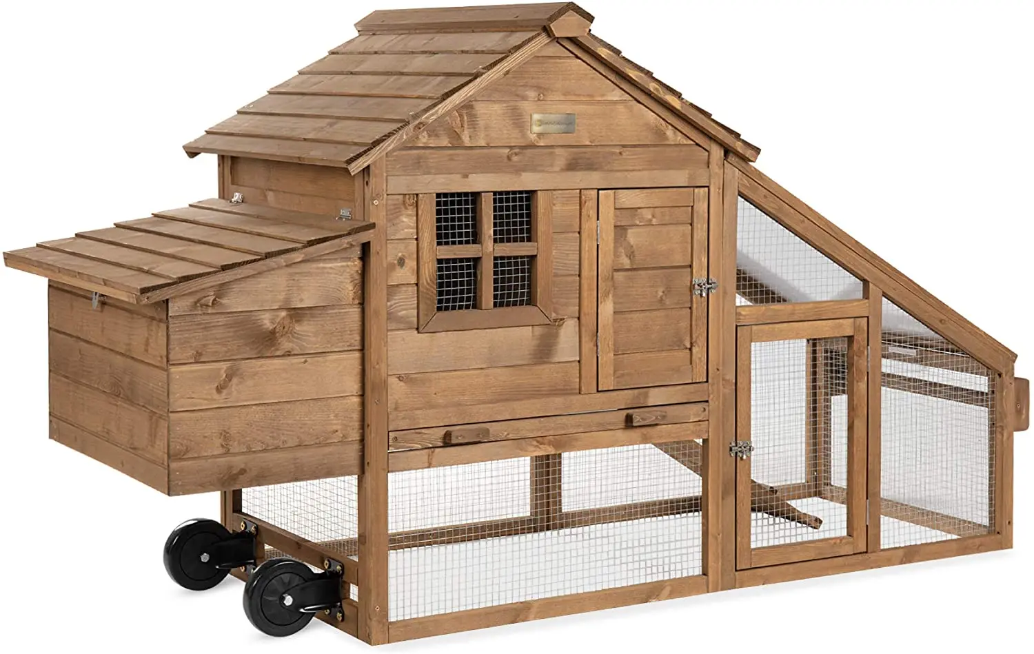 Mobile Solid Wood Chicken Coop Hen House Layer Poultry Cage