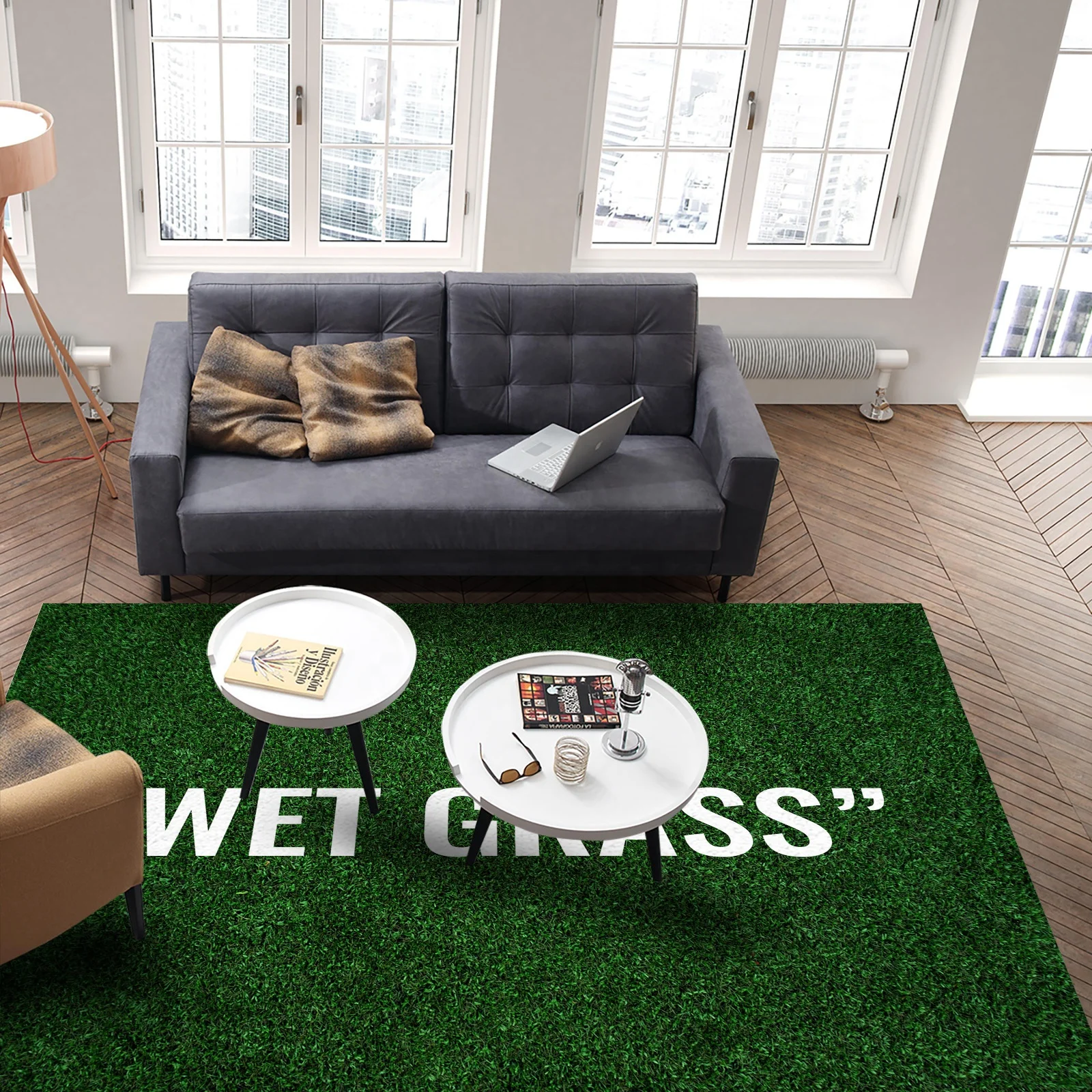 Virgil Abloh IK Markerad WET GRASS Area Rug 4x6ft