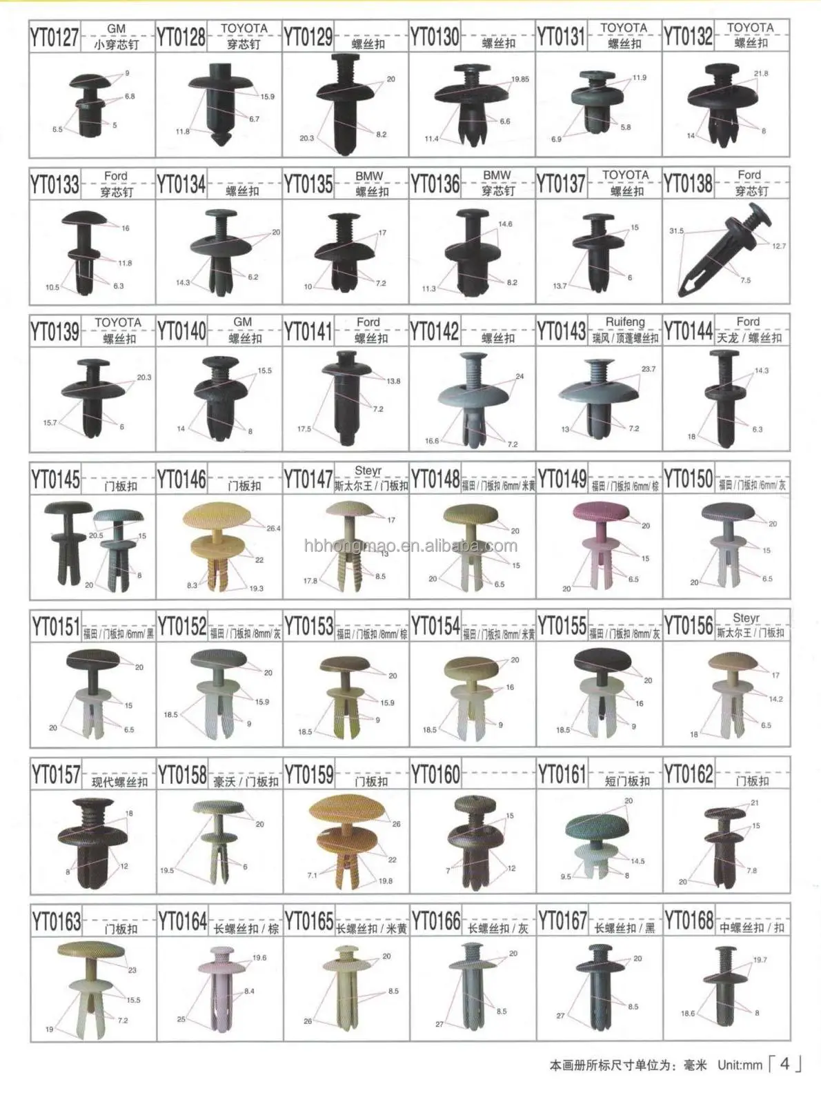 Top Quality Clips Bumper Plastic Auto Body Fasteners Power Electric