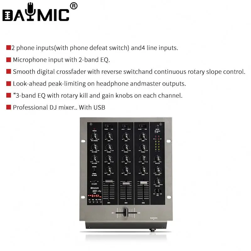 Two Channel DJ Scratch Mixer for Serato DJ Pro With Innofader Crossfader DVS License 6 Direct Access Effect Selecto