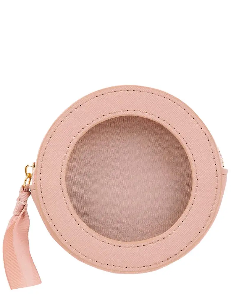 Wholesale high Quality PU Leather Round Shape Coin Purse Bag Clear Coin  Purse From m.