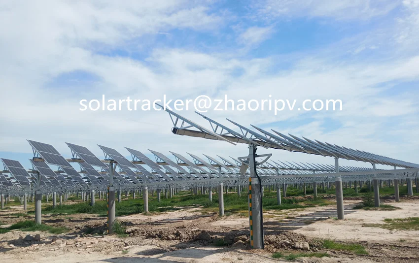 Плоская одноосная солнечная система слежения с наклонным солнечным модулем, длинная одноосная солнечная система слежения