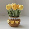 Large potted yellow tulips