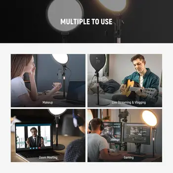 NEEWER Basics 10.5" Desk Ring Light with Stand/Phone Holder/Timer, 3000-6500K Full Screen 15W LED Selfie Panel Lighting for detail image