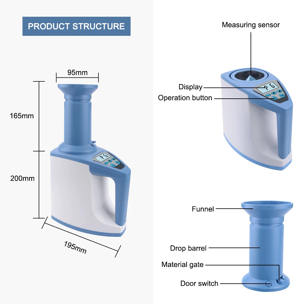 High Precision Automatic Digital Grain Corn Rice Wheat Moisture Humidity Gauge Meter Tester Detector Can test 24kinds Grain