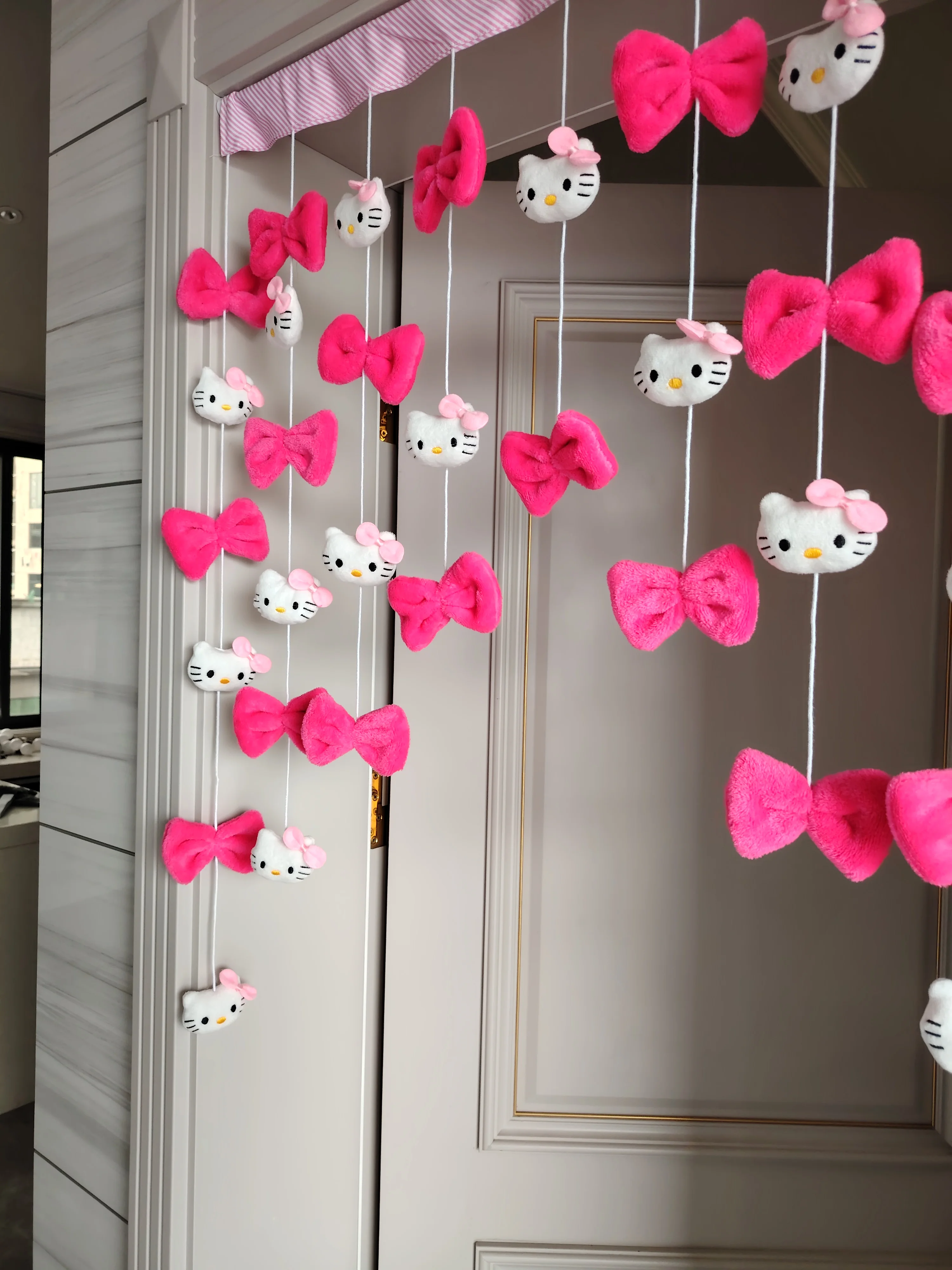 Kt cat Non-Perforated Hanging Curtain High Color Value Bow Curtain Wall Decoration Partition Home Decor