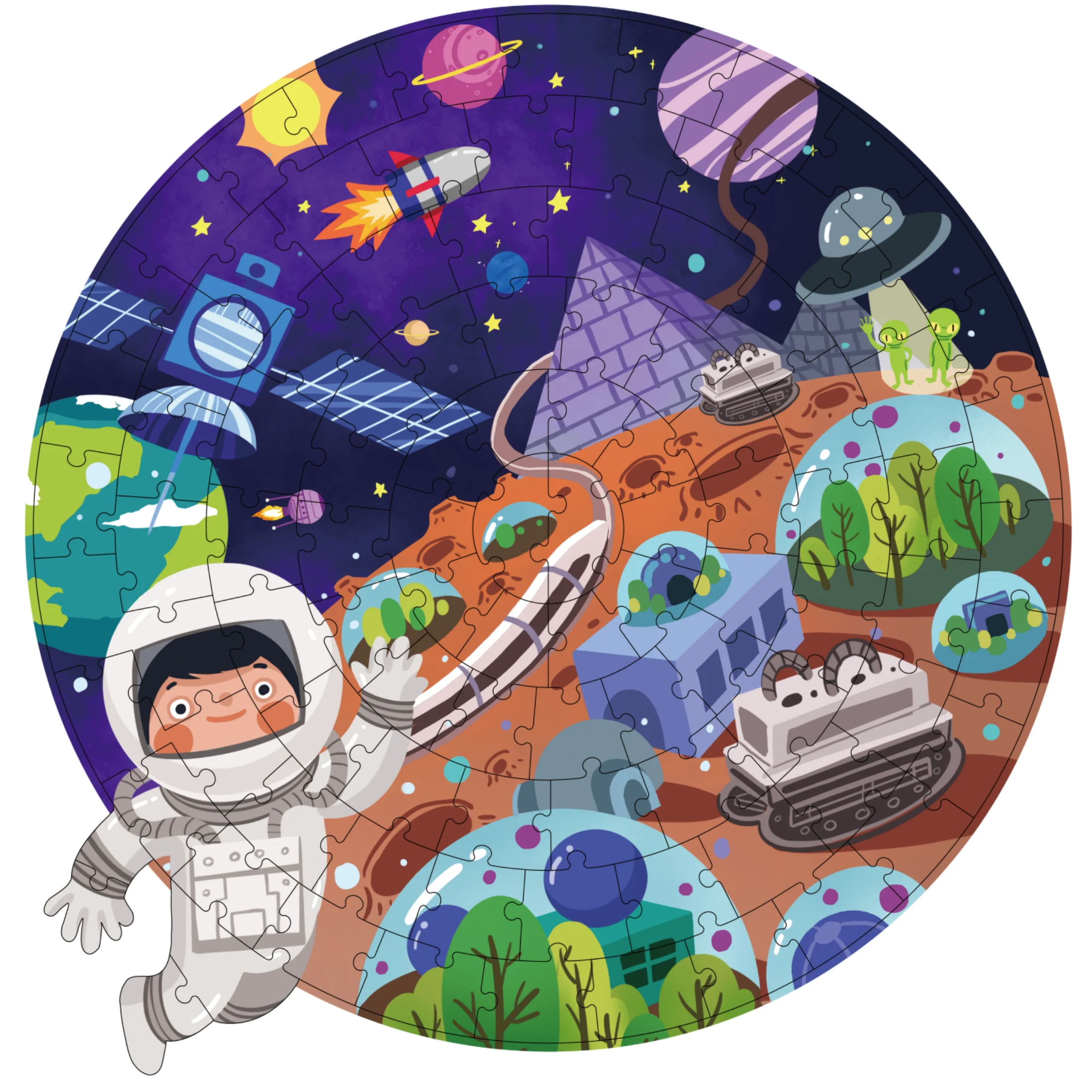 пользовательские мини бумажный пазл игрушка ремни рюкзак ящик пространства круглый головоломки для детей ясельного