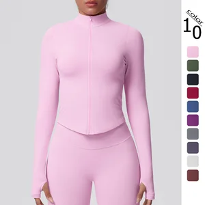 Classic Ladies Outdoor Pilates Wear Long Sleeve Workout Corset Top Zipper Sweatshirt Yoga Jackets for Women Gym
