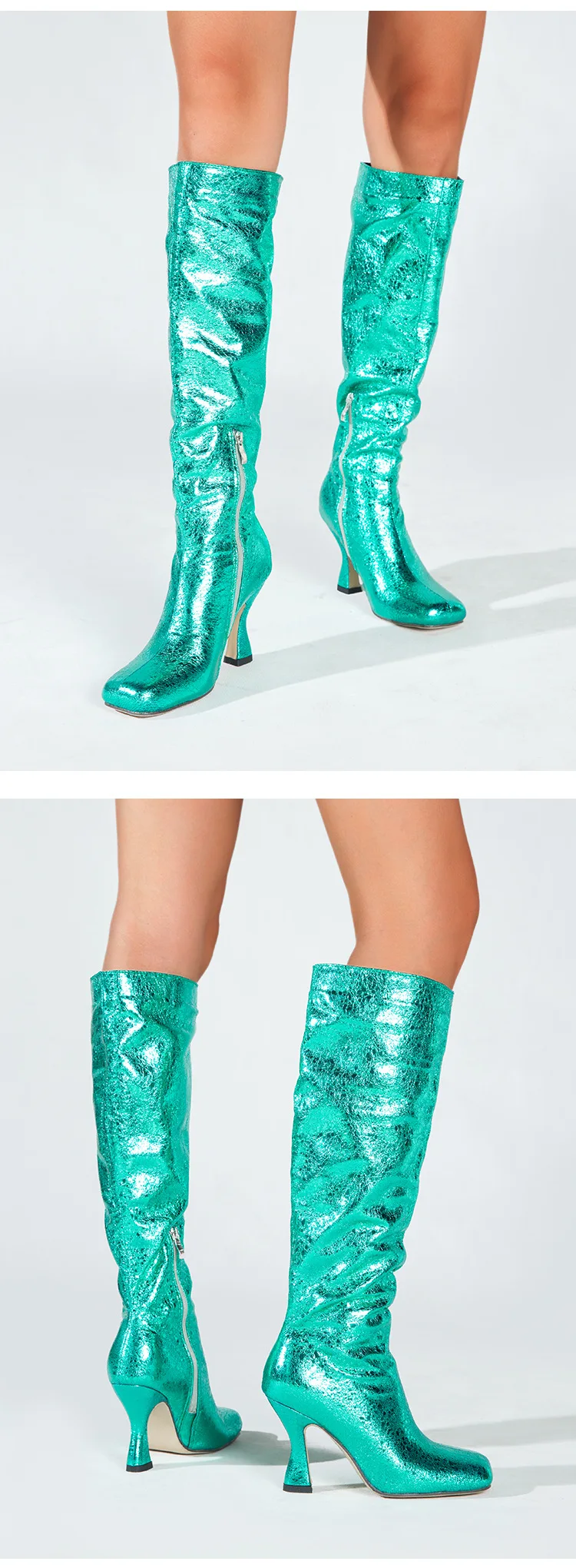High Heel Square Toe Boots