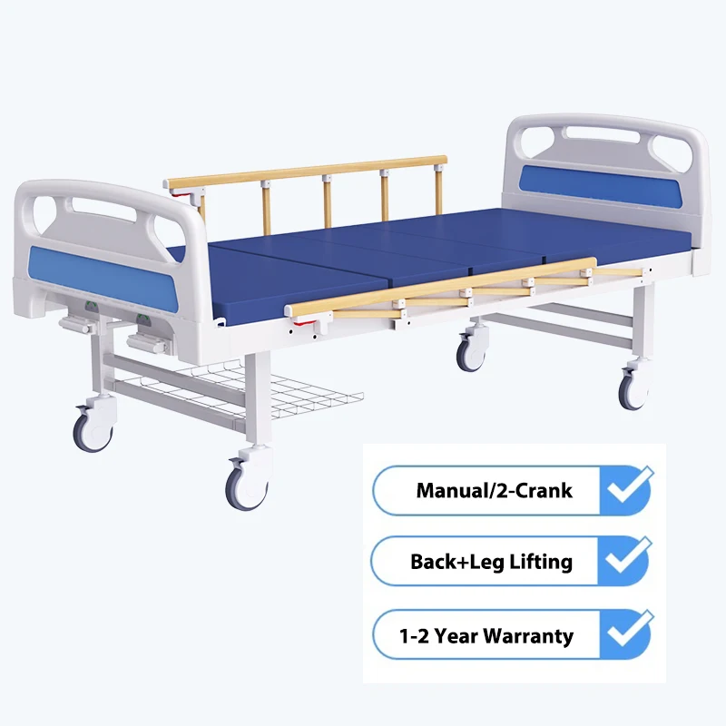 Manual 2 Crank Patient Medical Bed Hospital Bed With Wheels