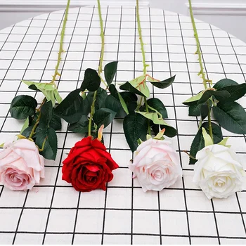 Wholesale high quality real touch long stem artificial flowers silk roses for home decoration wedding artificial