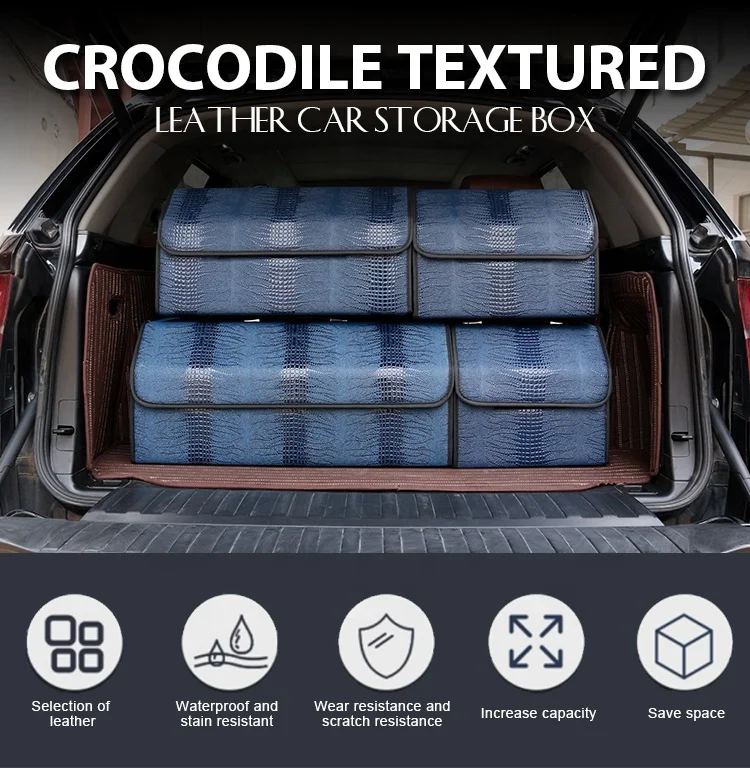 Сверхмощный портативный кожаный Органайзер для багажника автомобиля коробка хранения на заднее сиденье с ручкой